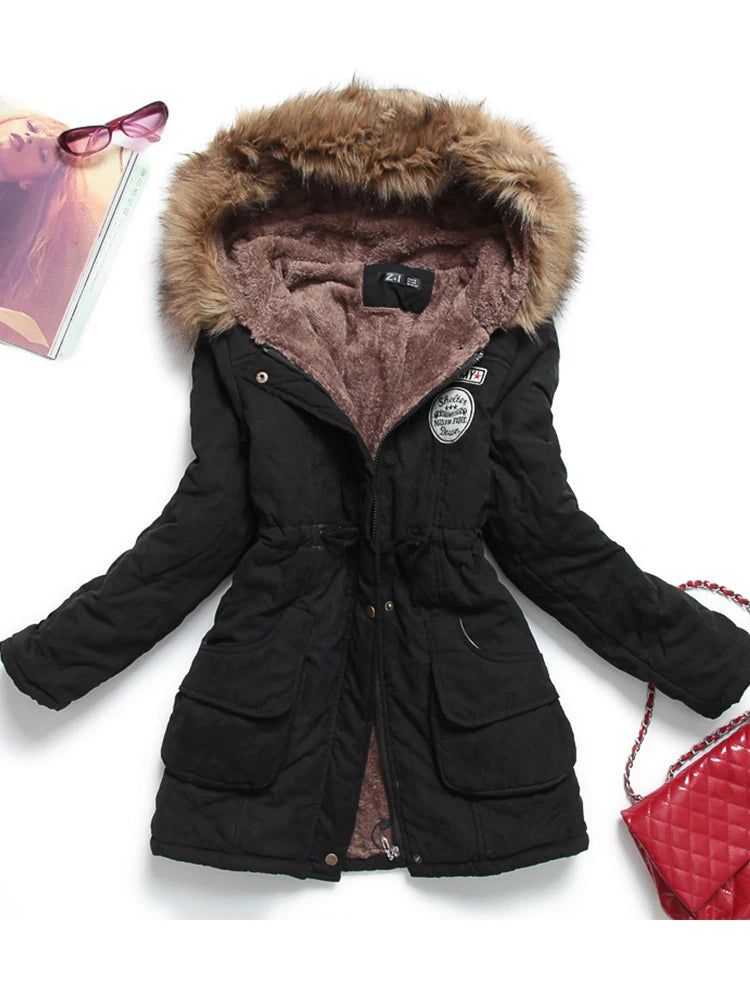 new winter military coats women cotton wadded hooded jacket medium-long casual parka thickness  XXXL quilt snow outwear